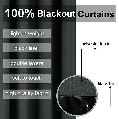 2 Panels Bedroom Waterproof 100% Blackout Curtains 52"x95"