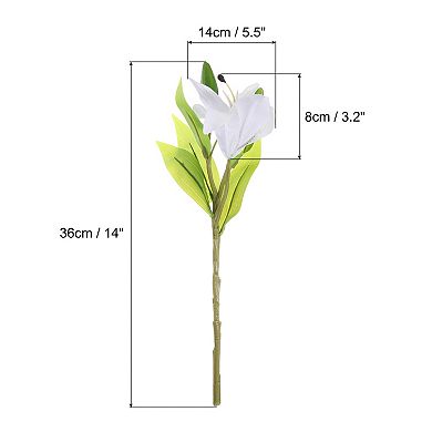 6 Pcs Lily Artificial Flowers White Flowers In Vase For Table Decorations