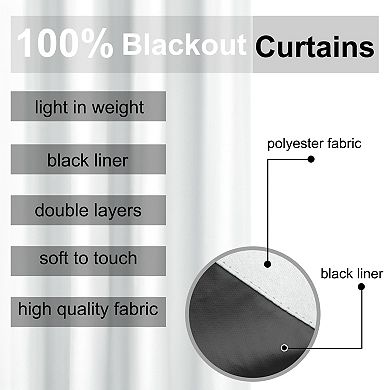 2 Panels Bedroom Waterproof 100% Blackout Curtains 42"x63"