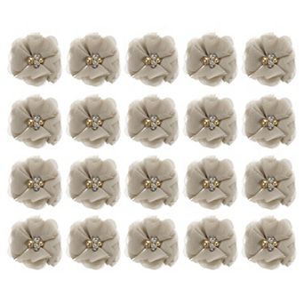 Artificial Rhinestone Chiffon Flower Heads Faux Flowers 2 Inch 20 pc
