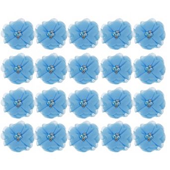 Artificial Rhinestone Chiffon Flower Heads Faux Flowers 2 Inch 20 pc