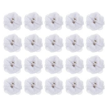 Artificial Rhinestone Chiffon Flower Heads Faux Flowers 2 Inch 20 pc