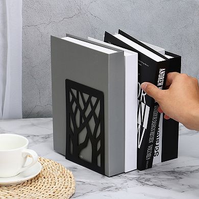 Book Ends, 1 Set Metal Bookends For Shelves Decorative Tree Book Shelf For Office Home Library