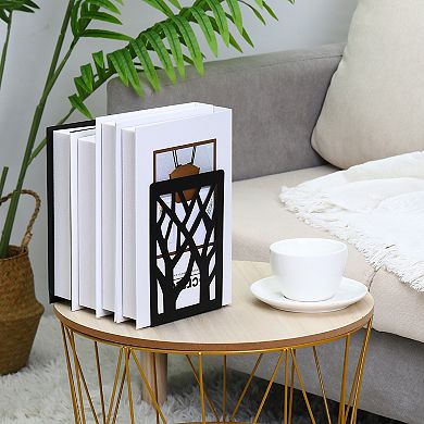 Book Ends, 1 Set Metal Bookends For Shelves Decorative Tree Book Shelf For Office Home Library