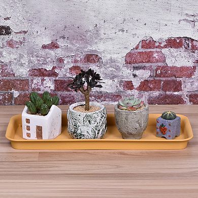 Plant Pot Saucer 49x20cm Plastic Rectangular Flower Drip Tray For Indoor Outdoor Pack Of 3