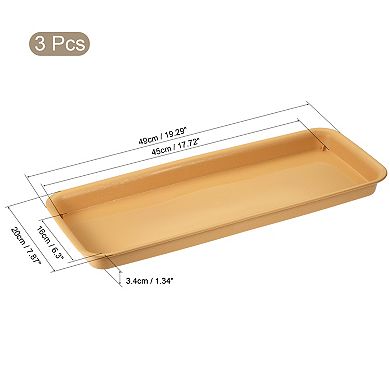 Plant Pot Saucer 49x20cm Plastic Rectangular Flower Drip Tray For Indoor Outdoor Pack Of 3