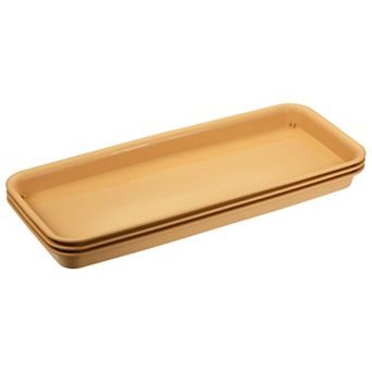 Plant Pot Saucer 49x20cm Plastic Rectangular Flower Drip Tray For Indoor Outdoor Pack Of 3