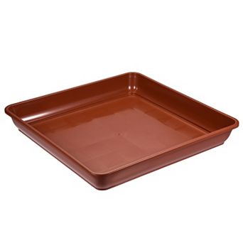 Plant Pot Saucer 16" Plastic Square Flower Drip Tray For Indoor Outdoor, Red