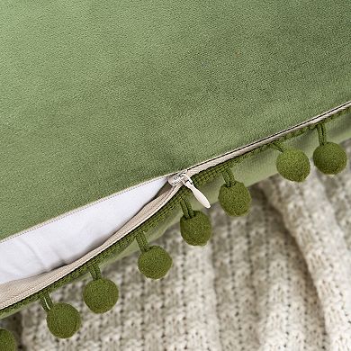 Fringe Pom Poms Decorative Throw Pillow Covers Cushion Pillow Cases Room 12" X 20"