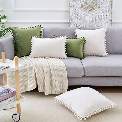 Fringe Pom Poms Decorative Throw Pillow Covers Cushion Pillow Cases Room 12" X 20"