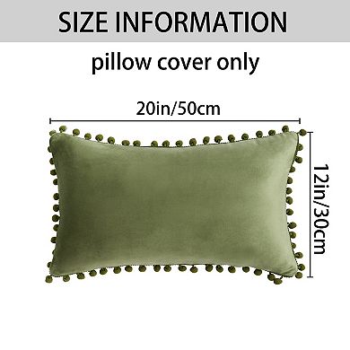 Fringe Pom Poms Decorative Throw Pillow Covers Cushion Pillow Cases Room 12" X 20"