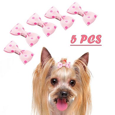5 Pcs Dog Bows Dog Hair Bows Pet Hair Bows Bowknot Grooming Hairpin Barrette Clip Accessories