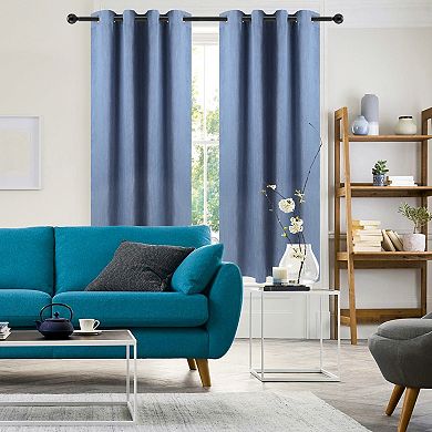 2 Panels Bedroom Linen Look Blackout Curtains 52" X 72"