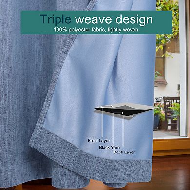 2 Panels Bedroom Linen Look Blackout Curtains 52" X 72"