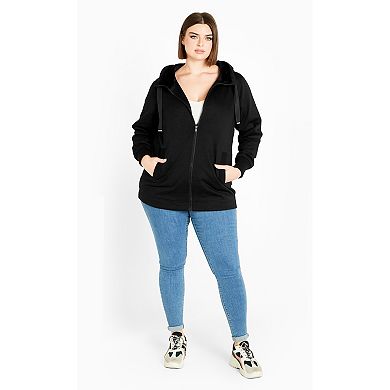 Avenue Women's Plus Size Felicity Zip Up Hood Fleece Jacket
