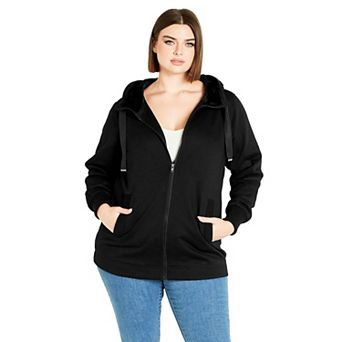 Avenue Women's Plus Size Felicity Zip Up Hood Fleece Jacket