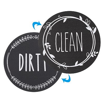 Dirty Clean Dishwasher Magnet, 2 Pack Round Dish Washer Kitchen Clean Dirty Sign Magnet