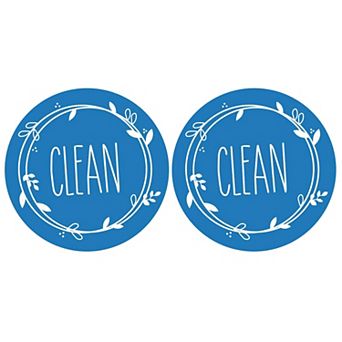 Dirty Clean Dishwasher Magnet, 2 Pack Round Dish Washer Kitchen Clean Dirty Sign Magnet