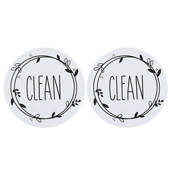 Dirty Clean Dishwasher Magnet, 2 Pack Round Dish Washer Kitchen Clean Dirty Sign Magnet
