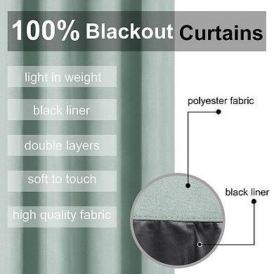 2 Panels Bedroom Waterproof 100% Blackout Curtains 52"x72"