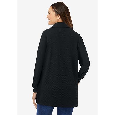 Woman Within Plus Size Blouson Sleeve Texture Tunic
