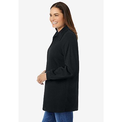 Woman Within Plus Size Blouson Sleeve Texture Tunic