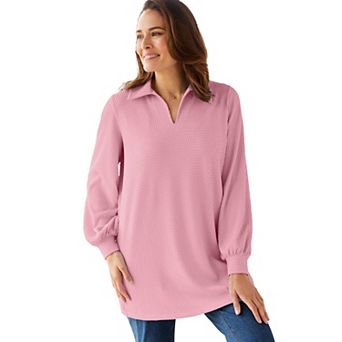Woman Within Plus Size Blouson Sleeve Texture Tunic