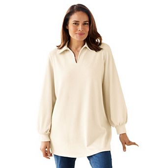 Woman Within Plus Size Blouson Sleeve Texture Tunic