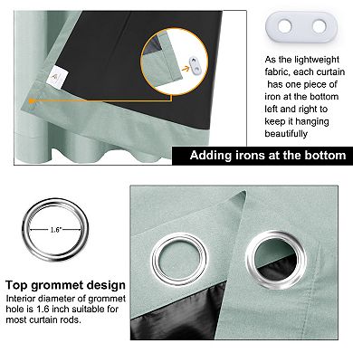 2 Panels Bedroom Waterproof 100% Blackout Curtains 52"x63"