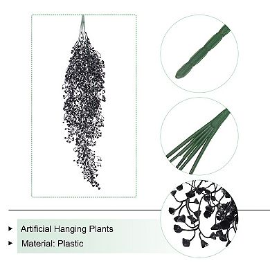 2 Pcs Artificial Hanging Plants Fake Ferns Hanging Vines For Home Black
