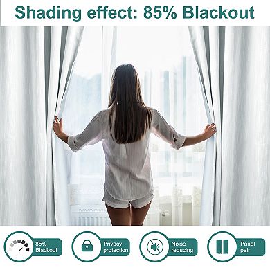 2 Panels Bedroom Linen Look Blackout Curtains 52" x 108"