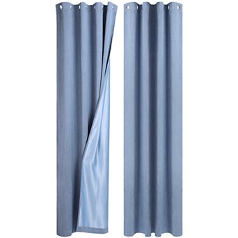 2 Panels Bedroom Linen Look Blackout Curtains 52" x 108"
