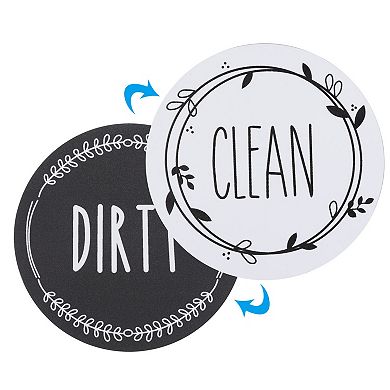 Dirty Clean Dishwasher Magnet, Round Dish Washer Kitchen Organization Clean Dirty Sign Magnet
