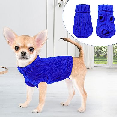 Dog Sweater Thick Twisted Knit Pullover Turtleneck Pet Dog Clothes Apparel For Puppy Dogs Cats