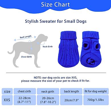 Dog Sweater Thick Twisted Knit Pullover Turtleneck Pet Dog Clothes Apparel For Puppy Dogs Cats
