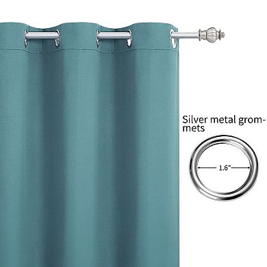 2 Pcs Blackout Thermal Insulated Grommet Window Curtain Panel Valance Darkening Drapes 42" X 63"