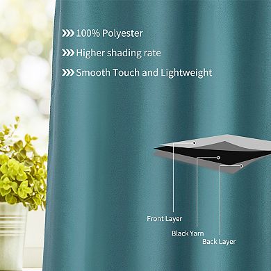 2 Pcs Blackout Thermal Insulated Grommet Window Curtain Panel Valance Darkening Drapes 42" X 63"