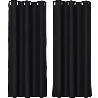 2 pc Blackout Thermal Insulated Grommet Window Curtain Panel Valance Darkening Drapes 42" X 63"