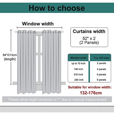 2 Panels Bedroom Linen Look Blackout Curtains 52" x 84"