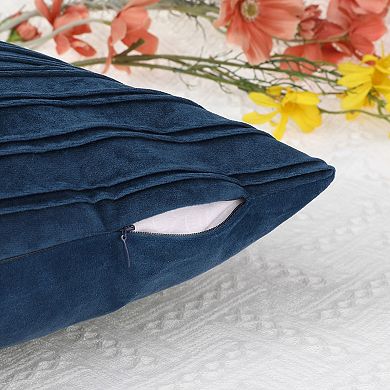 Thick Velvet Striped Pillow Covers Pleated Front Cushion Covers Office Home