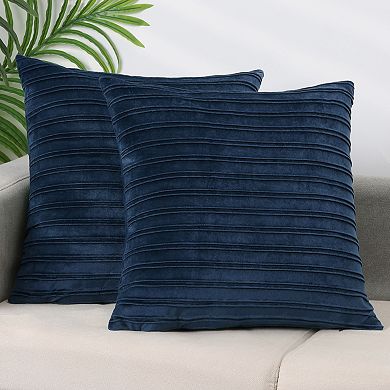 Thick Velvet Striped Pillow Covers Pleated Front Cushion Covers Office Home