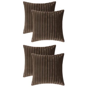 Thick Velvet Striped Pillow Covers Pleated Front Cushion Covers Office Home
