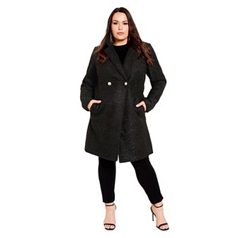 Avenue Women's Plus Size Estelle Double Button Collared Coat
