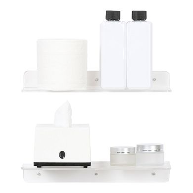 Acrylic Floating Shelves For Bathroom, Book Shelf, Living Room, Bedroom Wall Display Shelf 2 Pack