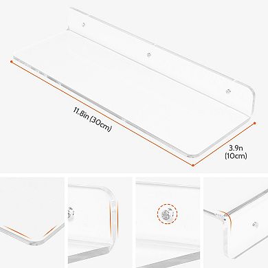 Acrylic Floating Shelves For Bathroom, Book Shelf, Living Room, Bedroom Wall Display Shelf 2 Pack