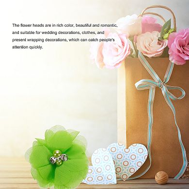 Artificial Rhinestone Chiffon Flower Heads, Faux Flower 2 Inch 12Pcs