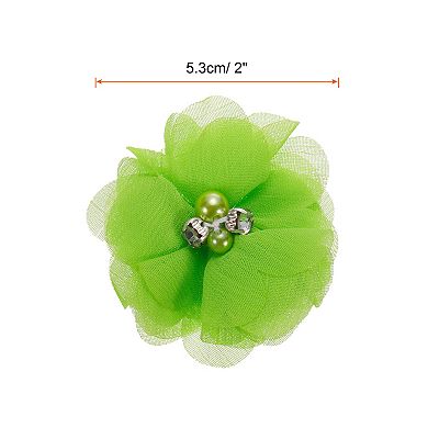 Artificial Rhinestone Chiffon Flower Heads, Faux Flower 2 Inch 12Pcs