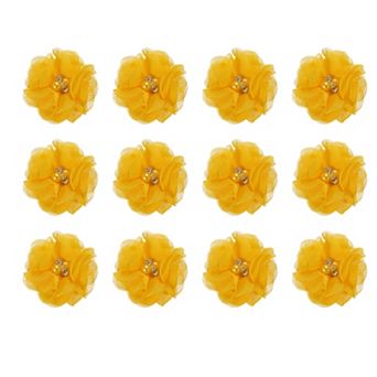 Artificial Rhinestone Chiffon Flower Heads, Faux Flower 2 Inch 12 pc