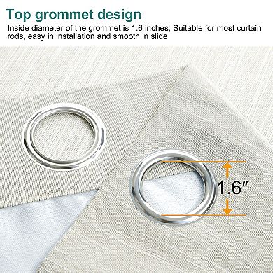 2 Panels Kitchen Linen Look Blackout Curtains 52"x36"