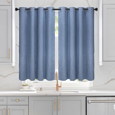 2 Panels Kitchen Linen Look Blackout Curtains 52"x36"